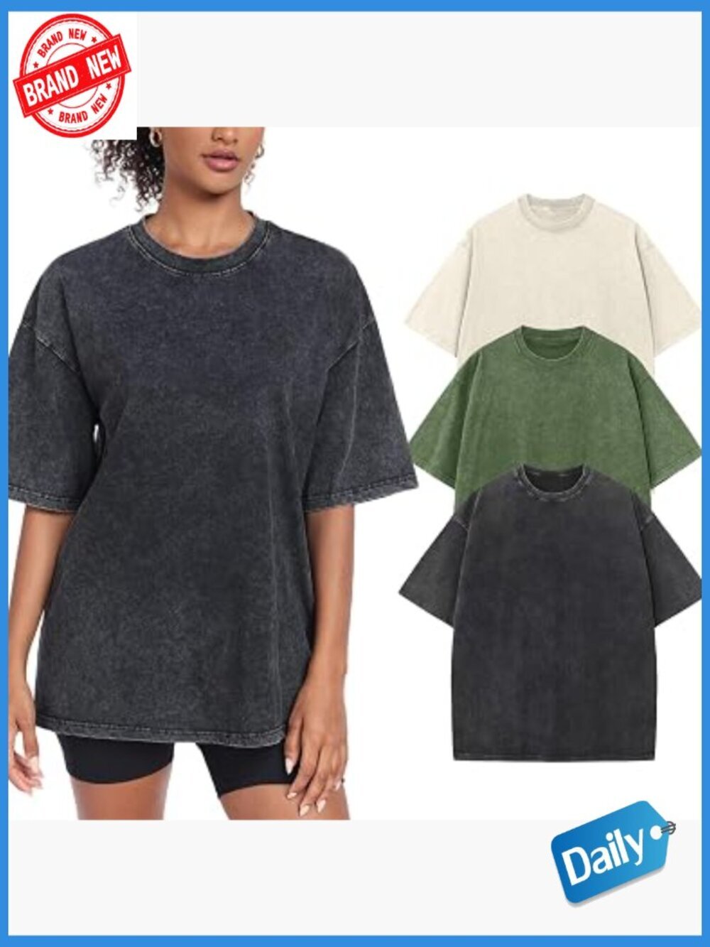 Oversized Vintage Washed T-Shirt Baggy Workout Tee Cotton Streetwear Boyfriend